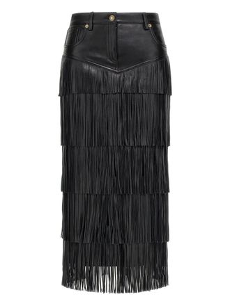 Roberto Cavalli fringed midi skirt - women - Sheepskin/Viscose/Polybutylene Terephthalate (PBT)/Elastane/Viscose/Polybutylene Terephthalate (PBT)