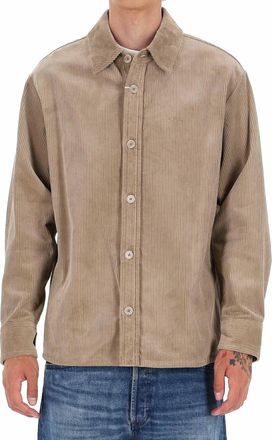 A.P.C. Cotton Velvet Overshirt with Classic Collar