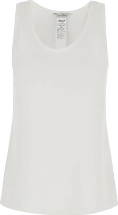 Max Mara Tops, Dames, Wit, XS, Denim, Pavido Tanktop met geborduurd logo