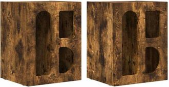 vidaXL Mesita De Noche 2 Pcs Roble Ahumado 40 X 35 X 50 Cm Vidaxl