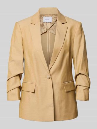 Comma Slim Fit Blazer mit Pattentaschen und gerafften &Auml;rmeln in Beige, Gr&ouml;&szlig;e 34