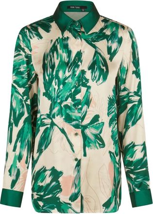 Marc Aurel Viscose Satijnen Blouse - Dames - Overhemden - Veelkleurig - 2XL - Satijn - Overhemden