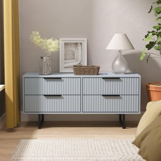 Lewis's Fluted 4 Drawer Bedbox in Denim Blue - Ready Assembled - Lewiss Home | TJ Hughes