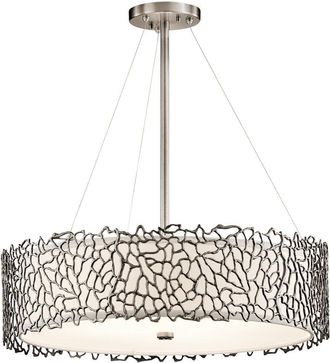 Netlighting Silver Coral 4 Light Ceiling Pendant Classic Pewter E27