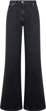 Moschino Jeans met wijde pijpen en hoge taille - Dames - Loose Fit Jeans - Grijs - W28 - Katoen - Jeans
