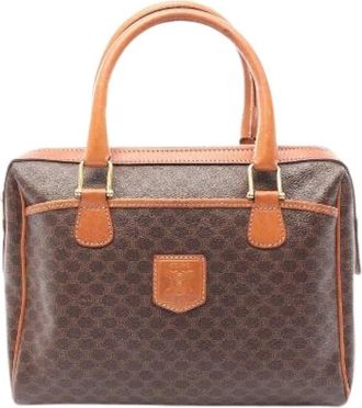 Celine Pre-owned Macadam Coated Canvas Boston Bag - Dames - Vintage Handtas - Bruin - ONE Size - Leer - Vintage