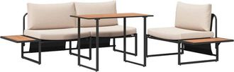 vidaXL Conjunto De Comedor De Jard&iacute;n 3 Pcs Taup&eacute; Acero Vidaxl