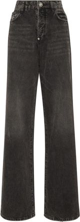 Philipp Plein Denim Broek Skater Fit Logo - Dames - Loose Fit Jeans - Zwart - W26 - Denim - Jeans