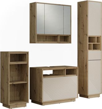 Vicco Conjunto De Muebles De Ba&ntilde;o Beatrice, Cachemira/roble Artesanal, Juego De 4, Vicco
