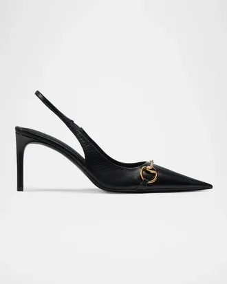 Gucci Primavera Donna 80MM Leather Slingback Pumps