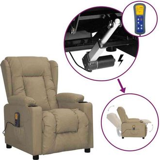 vidaXL Sill&oacute;n De Masaje Elevable Cuero Sint&eacute;tico Color Capuchino Vidaxl