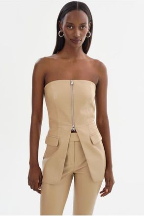 LaMarque Avani | Faux Leather Bustier Top in Wheat at Nordstrom, Size X-Small