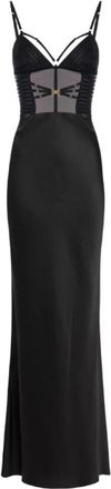 Elisabetta Franchi Maxi-jurk met korsetpanel - Dames - Avondkleed - Zwart - L - Polyester - Kleedjes