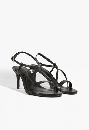 Schutz Womens Avaline Stiletto Leather Sandals In Black