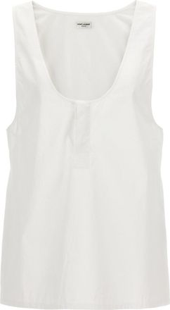 Saint Laurent White Henley tank top