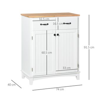 HOMCOM Kitchen Storage Cabinet - White | TJ Hughes