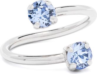 Justine Clenquet Juno crystal-embellished mid ring - women - Palladium Plated Brass/Crystal - One Size - Silver