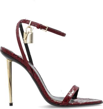 Tom Ford Padlock Pointy Naked Sandal - Dames - Sandalen met hakken - Rood - 35 1/2 EU - Leer - Schoenen