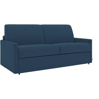 Vente-Unique Vente-unique - Divano letto 4 posti a ribalta in Tessuto Blu scuro - Larghezza Materasso 160 cm memory foam - Spessore 22 cm - calife
