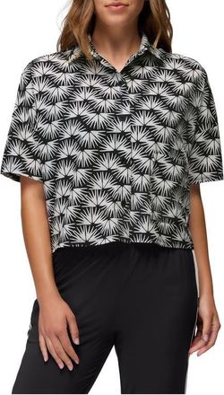 Prana Railay Crop Button-Up Shirt in Black Sunburst at Nordstrom, Size X-Large