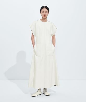 Bottega Veneta Bonded Leather Dress - White - Woman - 6