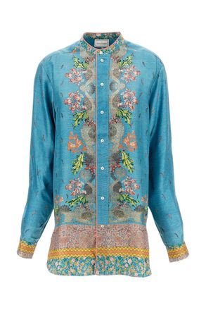 Pierre-Louis Mascia Silk Tunic Shirt With Mandarin Collar