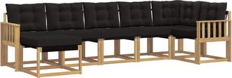 vidaXL Conjunto De Sof&aacute;s De Exterior 7 Uds. Blanco Y Negro Vidaxl