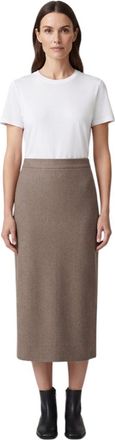 Brunello Cucinelli Beige Solid Midi Skirt