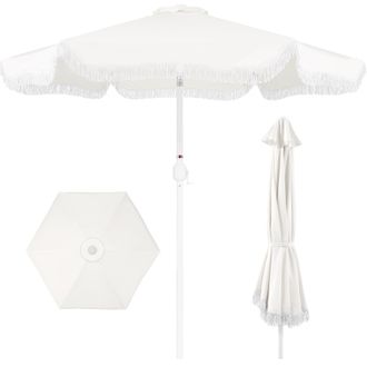 Best Choice Products Best Choice 9ft Fringe Market Umbrella - Boho Patio Sunshade w/ Tilt, UPF50+, Steel Pole for Table, Pool, Deck