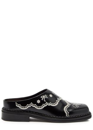 Simone Rocha Simone Rocha Embroidered Leather Mules - Black - 36 (IT36 / UK3)