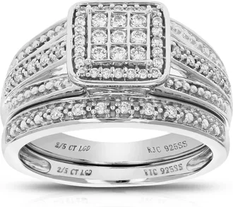 Vir Jewels 2/5 cttw Lab Grown Diamond Wedding Bridal Set in Sterling Silver For Women