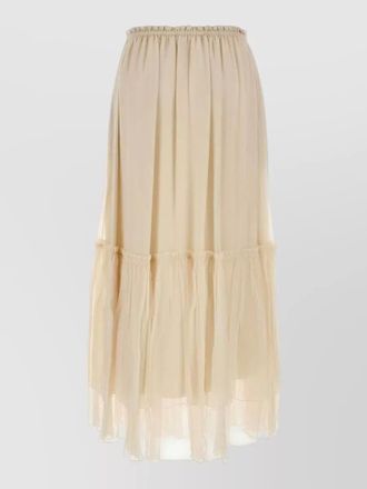 Chlo&eacute; crepe skirt elastic waistband sheer tiers