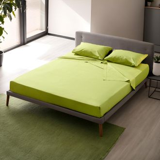 KASANOVA Lenzuolo piano matrimoniale verde cotone percalle