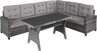 TecTake Conjunto de ratán para 6 personas y resistente y robusto gris