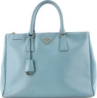 Prada Double Zip Lux Saffiano Leather Large tote bag - Blauw
