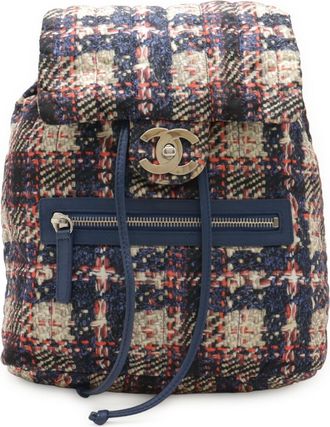 Chanel Blue Pink Nylon Leather Backpack (Pre-Owned)