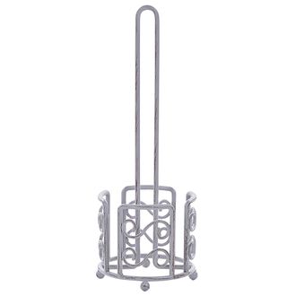 Beliani Portarrollos De Metal Gris 41 Cm Envejecido Accesorio De Ba&ntilde;o Retro Mandi