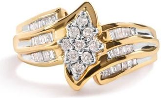 House of Brilliance 10K Yellow Gold 1/2Cttw Diamond Cluster Head & Shank Ring at Nordstrom, Size 7