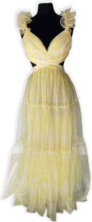 xoxo Womens Chiffon Cutout Maxi Dress In Yellow