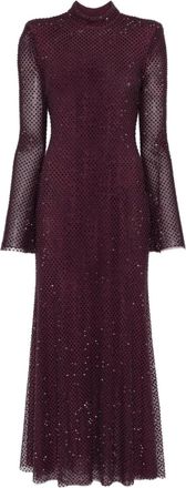 Self Portrait Abito midi con strass - Rosso