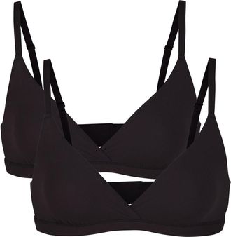 SKIMS Stretch-jersey Crossover Bralette - set of two - Black - Xxl (UK18 / Xxl)