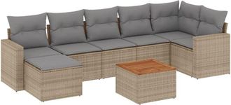 vidaXL Vidaxl - Juego De Sof&aacute;s De Jard&iacute;n Con Cojines Beige 8 Pzas Rat&aacute;n Pe