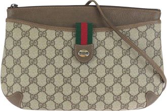 Gucci Beige Gg Supreme Canvas & Leather Shoulder Bag (Authentic Pre-Loved)