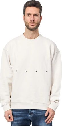 HUGO BOSS Witte Sweater met Print - Heren - Sweatshirts - Wit - 2XL - Katoen - Hoodies & sweatvesten