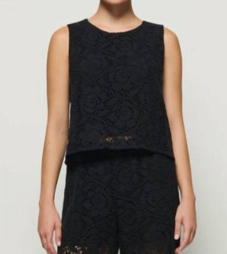 Nation Ltd Sheri Lace Tank Top In Jet Black