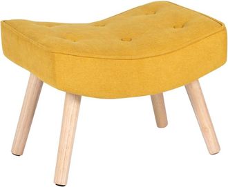 Koketto Home Reposapies tapizado color mostaza y patas de madera