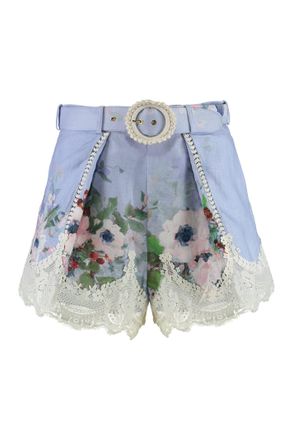 Zimmermann Everley Floral Printed Belted Shorts