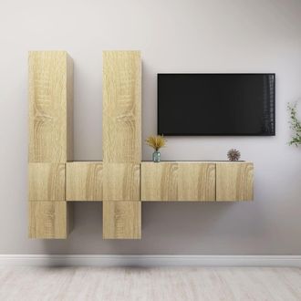 vidaXL Vidaxl - Muebles De Pared De Tv 7 Pzas Aglomerado Color Roble Sonoma