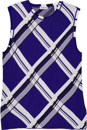 Burberry Check Jacquard-Knitted Silk Vest, Size X-Small