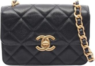 Chanel Pre-owned Matelasse Caviar Skin Kleine Flap Schoudertas - Dames - Vintage Schoudertas - Zwart - ONE Size - Leer - Vintage